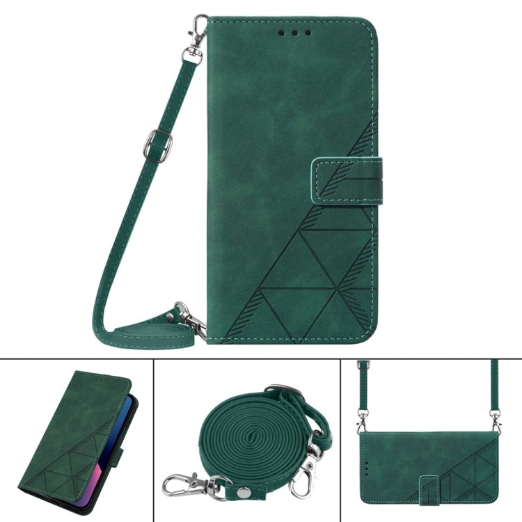 For OnePlus 11 Crossbody 3D Embossed Flip Leather Phone Case(Dark Green) - OnePlus Cases by buy2fix | Online Shopping UK | buy2fix