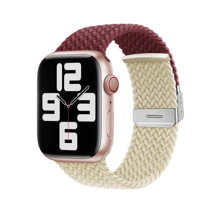 Nylon Braided Stitching Buckle Watch Band For Apple Watch Ultra 49mm&Watch Ultra 2 49mm / Series 9&8&7 45mm / SE 3&SE 2&6&SE&5&4 44mm / 3&2&1 42mm(Wine Red Starlight) - Watch Bands by buy2fix | Online Shopping UK | buy2fix