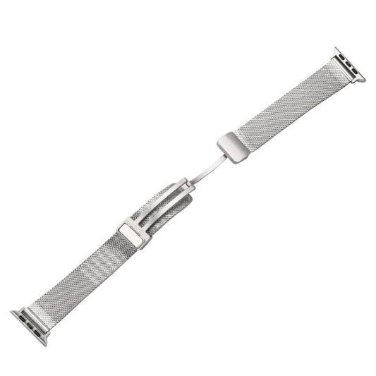 Milan Fold Buckle Metal Watch Band For Apple Watch Ultra 49mm&Watch Ultra 2 49mm / Series 9&8&7 45mm / SE 3&SE 2&6&SE&5&4 44mm / 3&2&1 42mm(Silver) - Watch Bands by buy2fix | Online Shopping UK | buy2fix