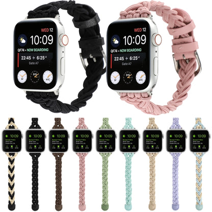 Single Elastic Nylon Braid Watch Band For Apple Watch Ultra 49mm&Watch Ultra 2 49mm / Series 9&8&7 45mm / SE 3&SE 2&6&SE&5&4 44mm / 3&2&1 42mm(Black Apricot) - Watch Bands by buy2fix | Online Shopping UK | buy2fix