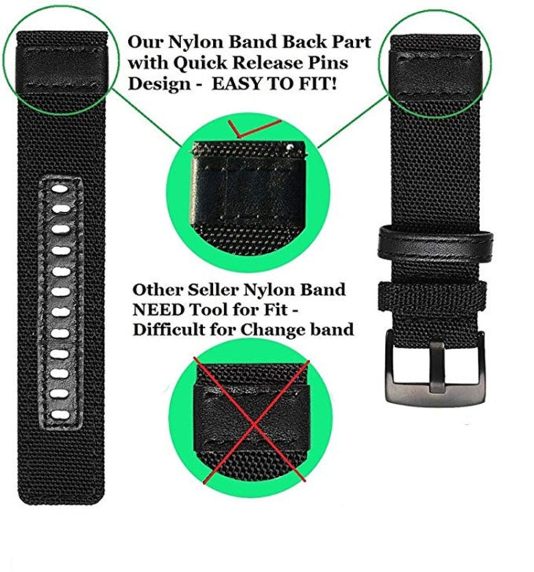 20mm Universal Nylon Leather Watch Band(Black) - 20mm Bands by buy2fix | Online Shopping UK | buy2fix