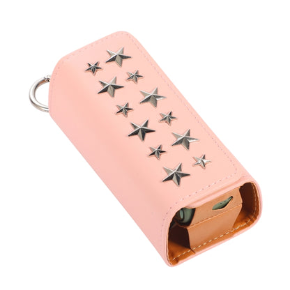 For IQOS ILUMA Pentagram Rivet Leather Texture Flip Electronic Cigarette Storage Bag with Hook(Leather Pink+Silver Pentagram) - E Cigarette Accessories by buy2fix | Online Shopping UK | buy2fix