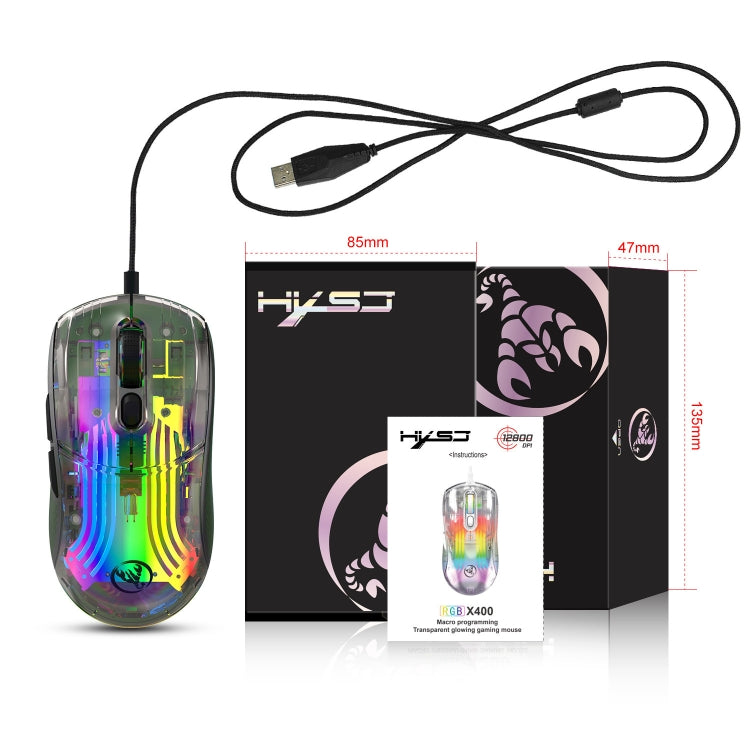 X400 7 Keys Transparent RGB Wired Gaming Mouse (Black) - Wired Mice by REMAX | Online Shopping UK | buy2fix