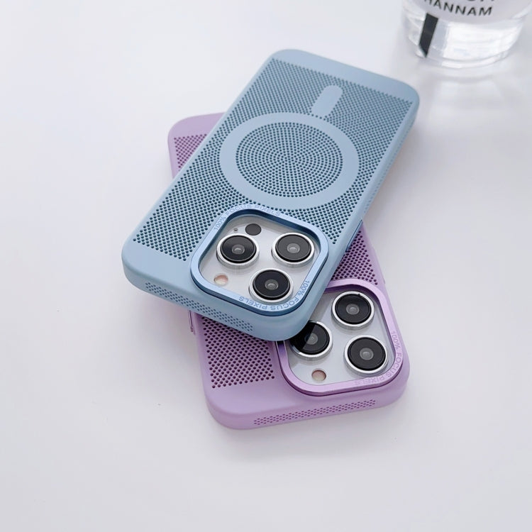 For iPhone 14 Grid Cooling MagSafe Magnetic Phone Case(Grey Blue) - iPhone 14 Cases by buy2fix | Online Shopping UK | buy2fix