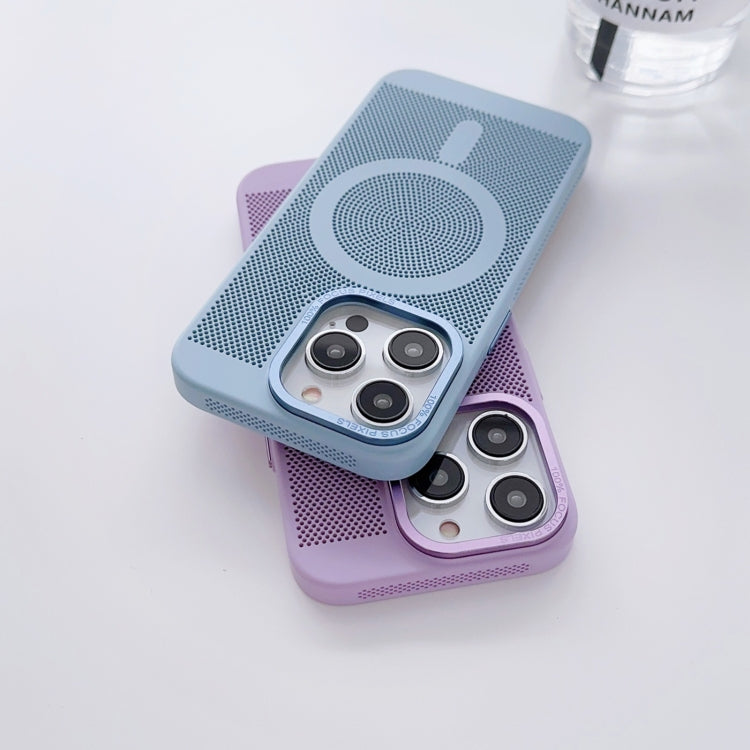 For iPhone 12 Pro Grid Cooling MagSafe Magnetic Phone Case(Dark Purple) - iPhone 12 / 12 Pro Cases by buy2fix | Online Shopping UK | buy2fix