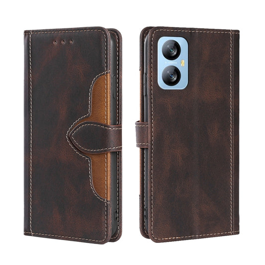 For Blackview A52 Skin Feel Magnetic Buckle Leather Phone Case(Brown) - More Brand by buy2fix | Online Shopping UK | buy2fix