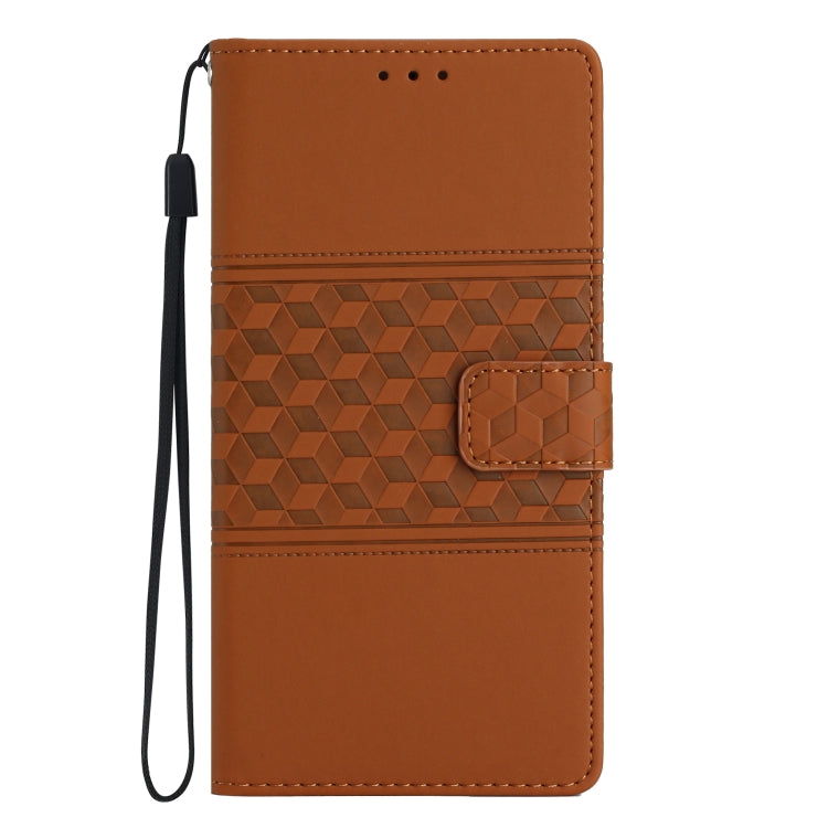 For TCL 40 SE Diamond Embossed Skin Feel Leather Phone Case with Lanyard(Brown) - More Brand by buy2fix | Online Shopping UK | buy2fix