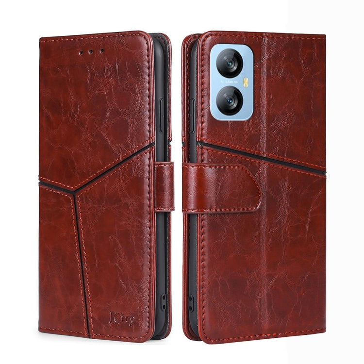 For Blackview A52 Geometric Stitching Flip Leather Phone Case(Dark Brown) - More Brand by buy2fix | Online Shopping UK | buy2fix