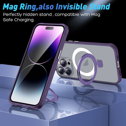 For iPhone 14 Plus Metal Eyes Series MagSafe Magnetic Holder Phone Case(Red) - iPhone 14 Plus Cases by buy2fix | Online Shopping UK | buy2fix