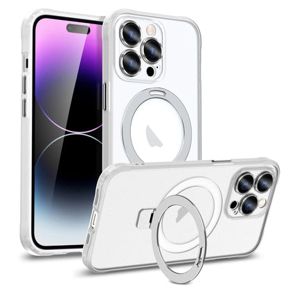 For iPhone 11 Pro Max Metal Eyes Series MagSafe Magnetic Holder Phone Case(Silver) - iPhone 11 Pro Max Cases by buy2fix | Online Shopping UK | buy2fix