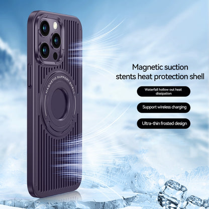 For iPhone 12 Pro Cooling MagSafe Magnetic Ring Holder Phone Case(Purple) - iPhone 12 / 12 Pro Cases by buy2fix | Online Shopping UK | buy2fix