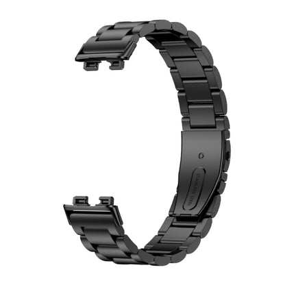 For Huawei Band 8 16mm Three Strains Metal Replacement Watch Band(Black) - Watch Bands by buy2fix | Online Shopping UK | buy2fix