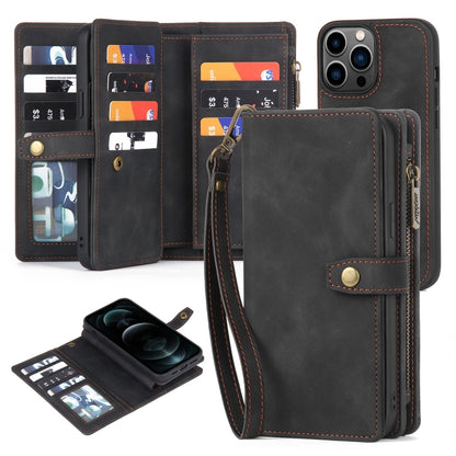 For iPhone 11 Pro Zipper Wallet Detachable MagSafe Leather Phone Case(Black) - iPhone 11 Pro Cases by buy2fix | Online Shopping UK | buy2fix