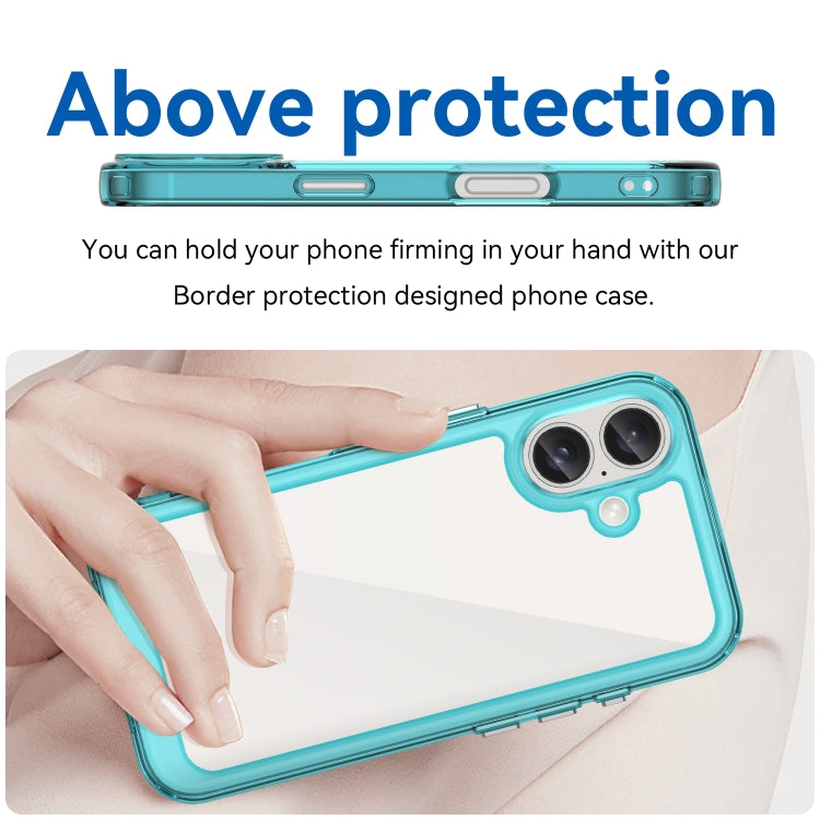 For iPhone 16 Plus Colorful Series Acrylic + TPU Phone Case(Transparent Blue) - iPhone 16 Plus Cases by buy2fix | Online Shopping UK | buy2fix