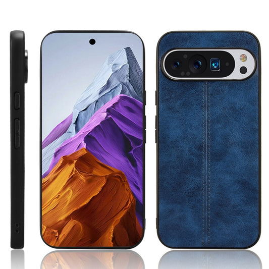 For Google Pixel 9 Pro Sewing Cow Pattern Skin PC + PU + TPU Phone Case(Blue) - Google Cases by buy2fix | Online Shopping UK | buy2fix