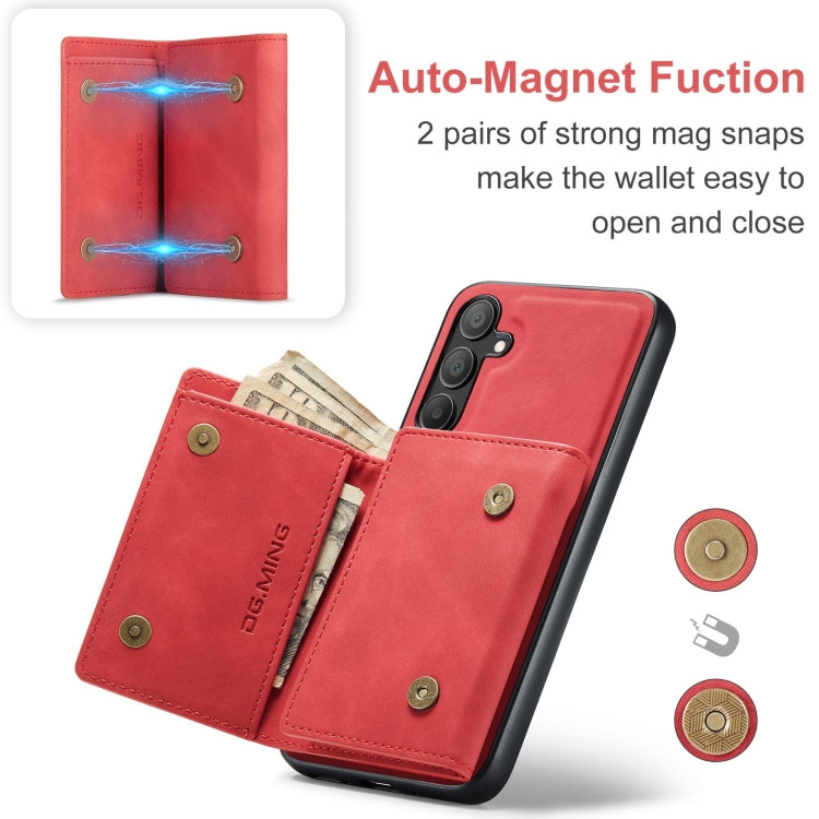 For Samsung Galaxy A15 5G / A15 4G DG.MING M1 Series 3-Fold Multi Card Wallet + Magnetic Phone Case(Red) - Galaxy Phone Cases by DG.MING | Online Shopping UK | buy2fix