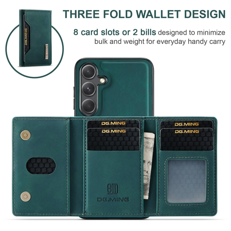 For Samsung Galaxy S24 5G DG.MING M2 Series 3-Fold Multi Card Bag + Magnetic Phone Case(Green) - Galaxy S24 5G Cases by DG.MING | Online Shopping UK | buy2fix