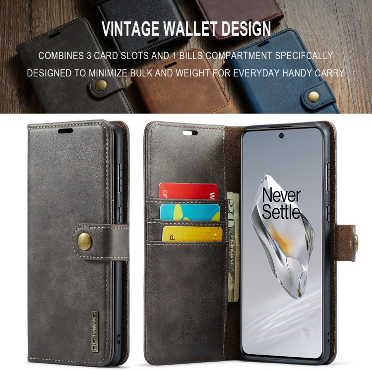 For OnePlus 12 DG.MING Crazy Horse Texture Detachable Magnetic Leather Case(Grey) - OnePlus Cases by DG.MING | Online Shopping UK | buy2fix