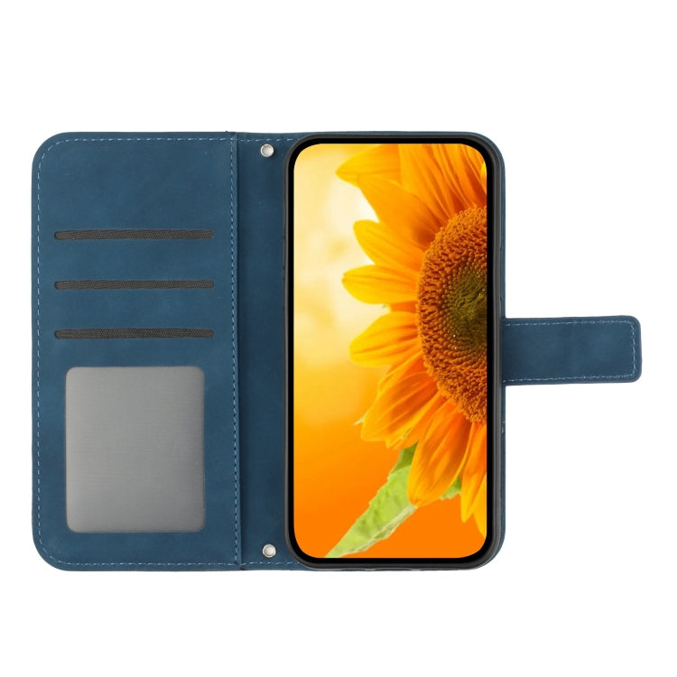 For Xiaomi 13T / 13T Pro Skin Feel Sun Flower Embossed Flip Leather Phone Case with Lanyard(Inky Blue) - Xiaomi Cases by buy2fix | Online Shopping UK | buy2fix