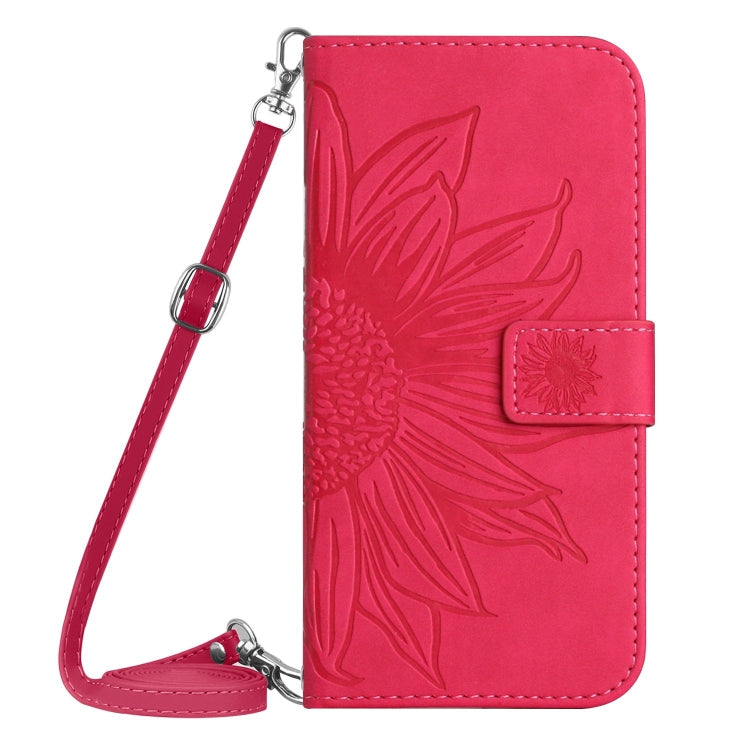 For Xiaomi 13T / 13T Pro Skin Feel Sun Flower Embossed Flip Leather Phone Case with Lanyard(Rose Red) - Xiaomi Cases by buy2fix | Online Shopping UK | buy2fix