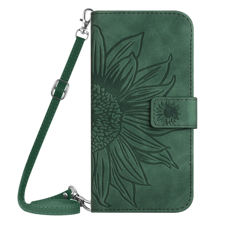 For Xiaomi Redmi 13C 4G Skin Feel Sun Flower Embossed Flip Leather Phone Case with Lanyard(Green) - 13C Cases by buy2fix | Online Shopping UK | buy2fix