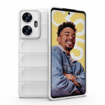 For Realme C55 4G Magic Shield TPU + Flannel Phone Case(White) - Realme Cases by buy2fix | Online Shopping UK | buy2fix