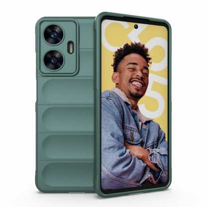 For Realme C55 4G Magic Shield TPU + Flannel Phone Case(Dark Green) - Realme Cases by buy2fix | Online Shopping UK | buy2fix