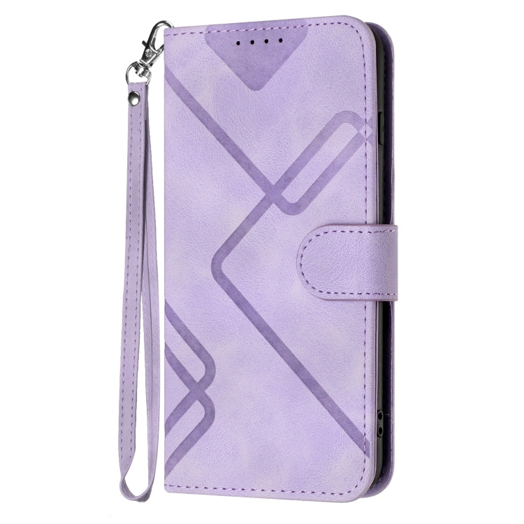 For Google Pixel 9 Line Pattern Skin Feel Leather Phone Case(Light Purple) - Google Cases by buy2fix | Online Shopping UK | buy2fix