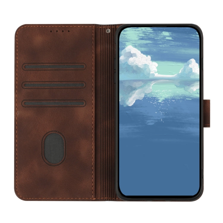 For Motorola Moto G Stylus 5G 2024 Line Pattern Skin Feel Leather Phone Case(Coffee) - Motorola Cases by buy2fix | Online Shopping UK | buy2fix