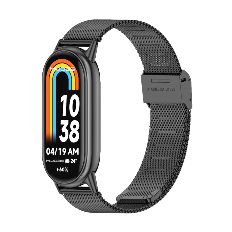 For Xiaomi Mi Band 8 Mijobs Milan Buckle Metal Stainless Steel Watch Band(Black) - Watch Bands by buy2fix | Online Shopping UK | buy2fix