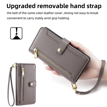 For Samsung Galaxy S21+ 5G Sheep Texture Cross-body Zipper Wallet Leather Phone Case(Grey) - Galaxy S21+ 5G Cases by buy2fix | Online Shopping UK | buy2fix