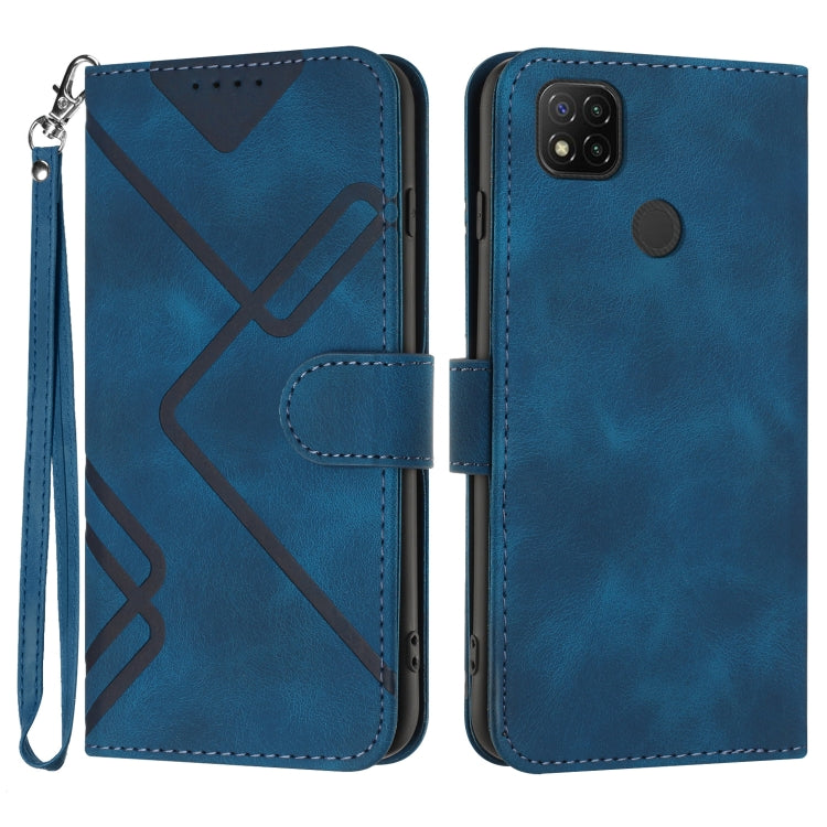 For Xiaomi Redmi 9C/9C NFC/Poco C3 Line Pattern Skin Feel Leather Phone Case(Royal Blue) - Xiaomi Cases by buy2fix | Online Shopping UK | buy2fix