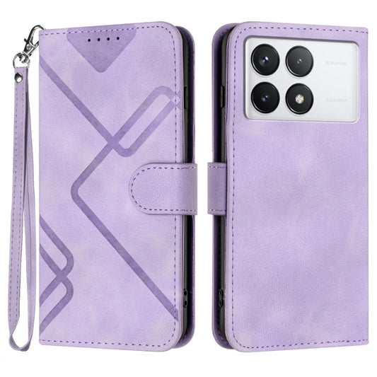 For Xiaomi Redmi K70 Line Pattern Skin Feel Leather Phone Case(Light Purple) - K70 Cases by buy2fix | Online Shopping UK | buy2fix