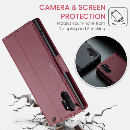 For Samsung Galaxy Note10+ CaseMe 023 Butterfly Buckle Litchi Texture RFID Anti-theft Leather Phone Case(Wine Red) - Galaxy Phone Cases by CaseMe | Online Shopping UK | buy2fix