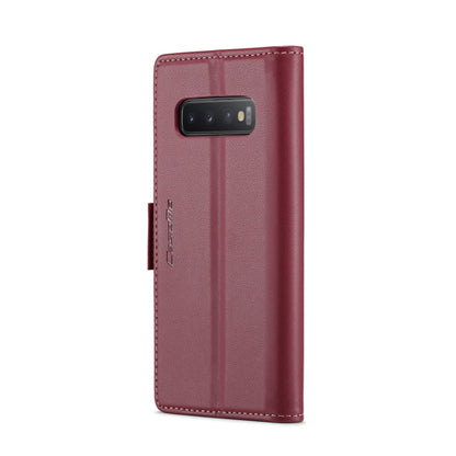 For Samsung Galaxy S10+ CaseMe 023 Butterfly Buckle Litchi Texture RFID Anti-theft Leather Phone Case(Wine Red) - Galaxy Phone Cases by CaseMe | Online Shopping UK | buy2fix