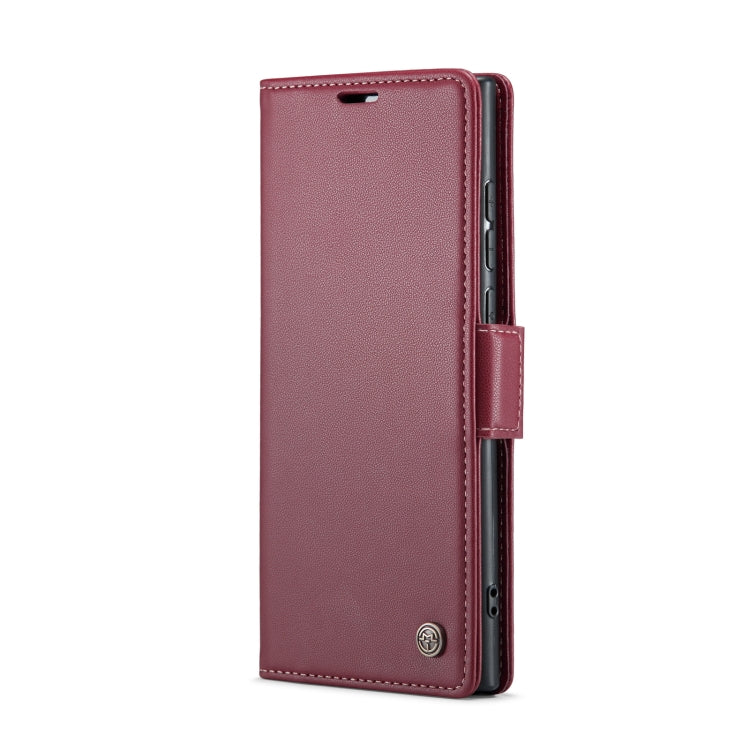 For Samsung Galaxy S24 Ultra CaseMe 023 Butterfly Buckle Litchi Texture RFID Anti-theft Leather Phone Case(Wine Red) - Galaxy S24 Ultra 5G Cases by CaseMe | Online Shopping UK | buy2fix