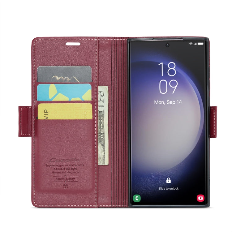 For Samsung Galaxy S24 Ultra CaseMe 023 Butterfly Buckle Litchi Texture RFID Anti-theft Leather Phone Case(Wine Red) - Galaxy S24 Ultra 5G Cases by CaseMe | Online Shopping UK | buy2fix