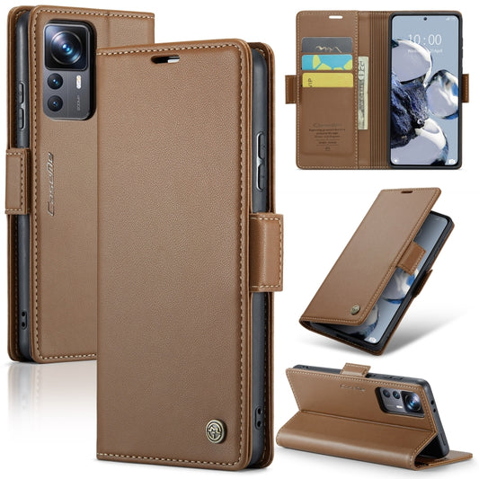 For Xiaomi 12T /12T Pro/Redmi K50 Ultra CaseMe 023 Butterfly Buckle Litchi Texture RFID Anti-theft Leather Phone Case(Brown) - Xiaomi Cases by CaseMe | Online Shopping UK | buy2fix