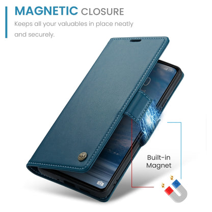 For Xiaomi Poco C65 4G CaseMe 023 Butterfly Buckle Litchi Texture RFID Anti-theft Leather Phone Case(Blue) - Xiaomi Cases by CaseMe | Online Shopping UK | buy2fix