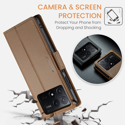 For Xiaomi Poco X6 Pro 5G/Redmi K70E 5G CaseMe 023 Butterfly Buckle Litchi Texture RFID Anti-theft Leather Phone Case(Brown) - K70E Cases by CaseMe | Online Shopping UK | buy2fix