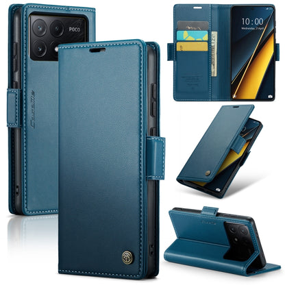 For Xiaomi Poco X6 Pro 5G/Redmi K70E 5G CaseMe 023 Butterfly Buckle Litchi Texture RFID Anti-theft Leather Phone Case(Blue) - K70E Cases by CaseMe | Online Shopping UK | buy2fix