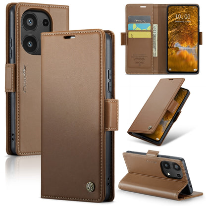 For Xiaomi Redmi Note 13 Pro 4G CaseMe 023 Butterfly Buckle Litchi Texture RFID Anti-theft Leather Phone Case(Brown) - Xiaomi Cases by CaseMe | Online Shopping UK | buy2fix