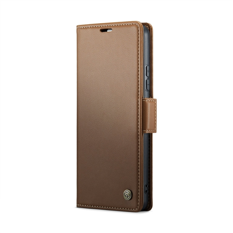 For Xiaomi Redmi Note 13 Pro 4G CaseMe 023 Butterfly Buckle Litchi Texture RFID Anti-theft Leather Phone Case(Brown) - Xiaomi Cases by CaseMe | Online Shopping UK | buy2fix