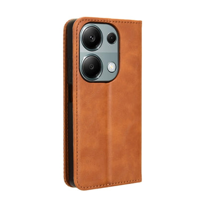 For Xiaomi Redmi Note 13 Pro 4G Global Magnetic Buckle Retro Texture Leather Phone Case(Brown) - Note 13 Pro Cases by buy2fix | Online Shopping UK | buy2fix