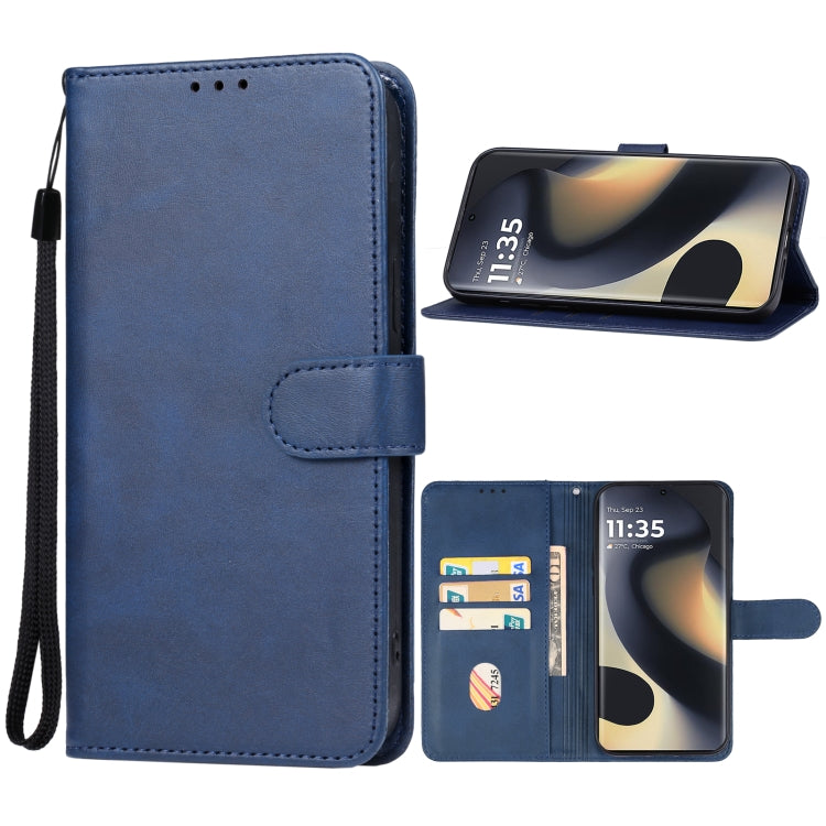 For Motorola Edge 2024 Leather Phone Case(Blue) - Motorola Cases by buy2fix | Online Shopping UK | buy2fix