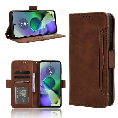 For Motorola Moto G54 5G Skin Feel Calf Texture Card Slots Leather Phone Case(Brown) - Motorola Cases by buy2fix | Online Shopping UK | buy2fix