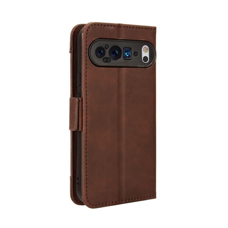 For Google Pixel 9 Skin Feel Calf Texture Card Slots Leather Phone Case(Brown) - Google Cases by buy2fix | Online Shopping UK | buy2fix