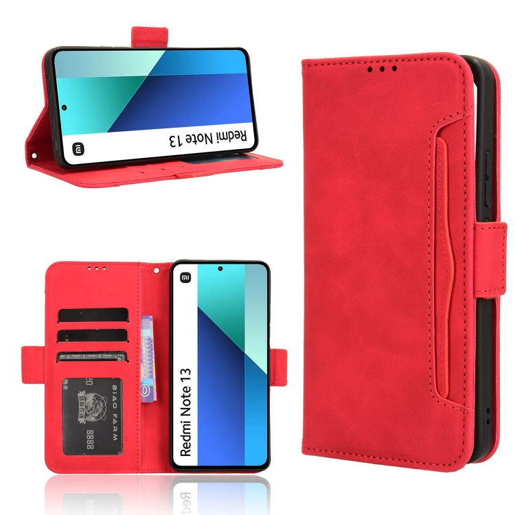 For Xiaomi Redmi Note 13 4G Skin Feel Calf Texture Card Slots Leather Phone Case(Red) - Note 13 Cases by buy2fix | Online Shopping UK | buy2fix