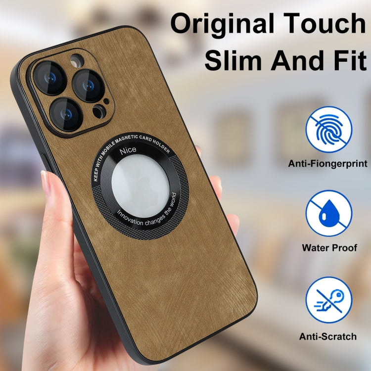 For iPhone 13 Skin Feel Leather MagSafe Magnetic Phone Case(Brown) - iPhone 13 Cases by buy2fix | Online Shopping UK | buy2fix