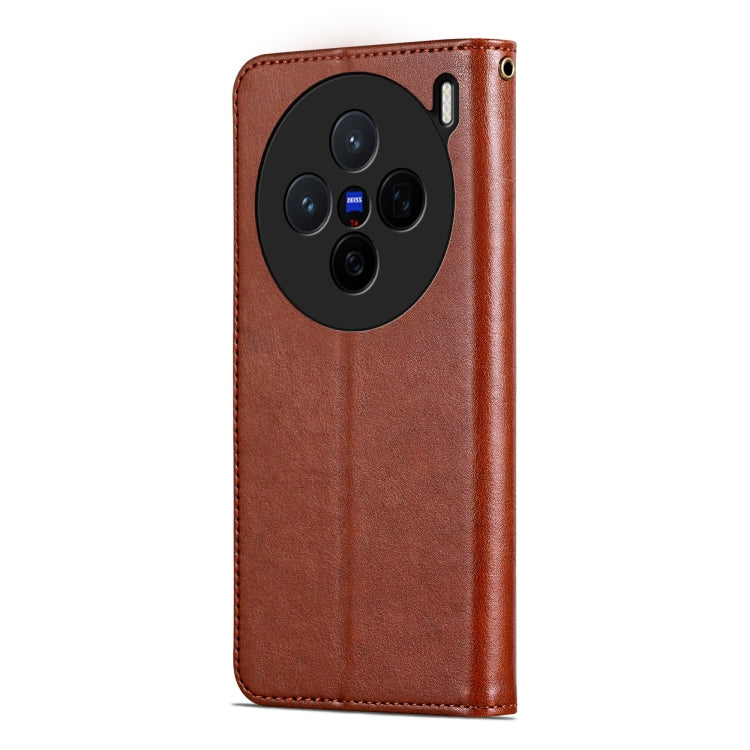 For vivo X200 AZNS Sheepskin Texture Flip Leather Phone Case(Brown) - X200 Cases by AZNS | Online Shopping UK | buy2fix